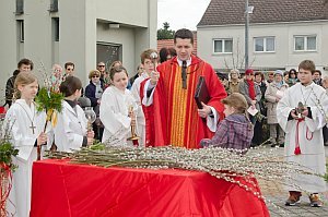 Palmbuschenbinden und Palmzweigsegnung in Neufeld, 29.03.2015